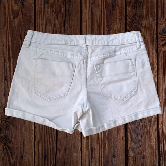 MOSSIMO Mid Rise Midi White Cuff Denim Jeans Shorts 4 / 27 - Picture 2 of 4